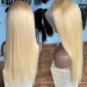 Full Lace Human Hair Wig,40 Inch 613 Virgin Hair Full Lace Wig Blonde Full Cuticle Aligned Brazilian Swiss Lace Short 180%